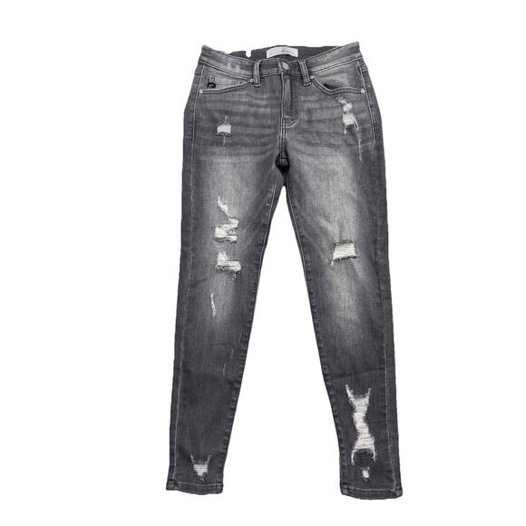 Kancan Brody Mid Rise Ankle Skinny Jeans Size 26 Gray Distressed 26" Inseam FA4 - Picture 1 of 7